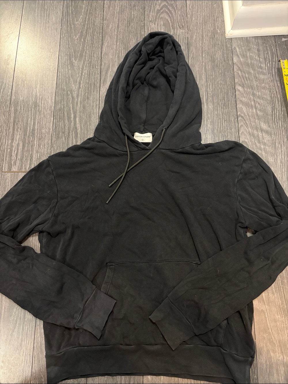 Cotton Citizen Black Pullover Hoodie with Kangaroo Pocket size large